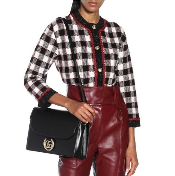 Gucci Black Leather GG Ring Azalea Shoulder Flap Bag Complete Set EUC - Picture 2 of 16